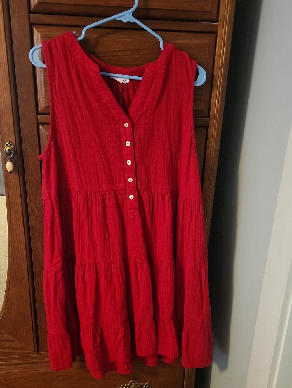 Westbound Red Sleeveless Tiered Button Mini Dress